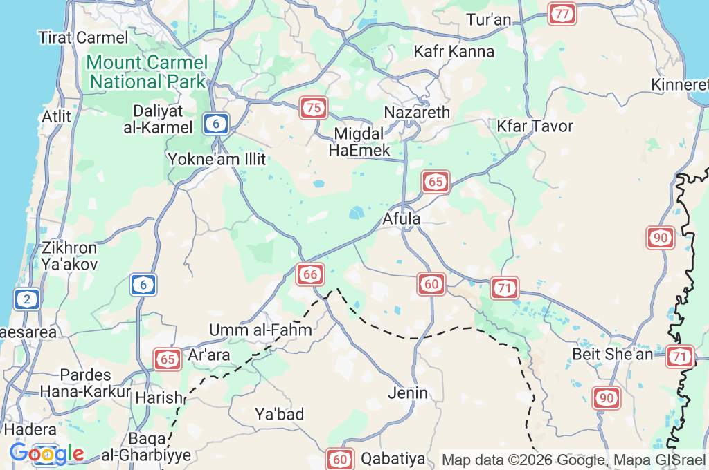 Jezreel Valley Area Map Jezreel Valley Area Map