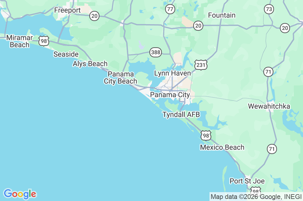 Panama City Beach Area Map