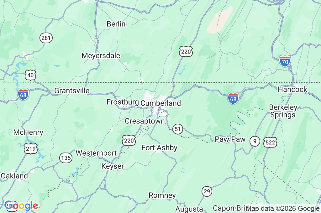 CSX Cumberland Terminal Subdivision Area Map