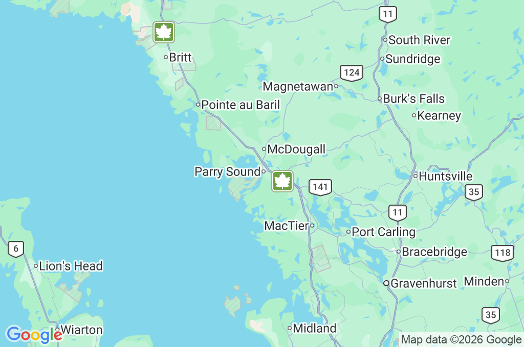 Parry Sound Area Map