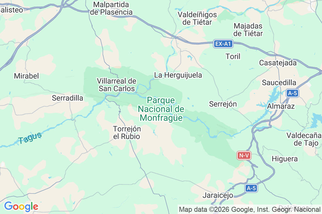 Monfragüe National Park Area Map Monfragüe National Park Area Map