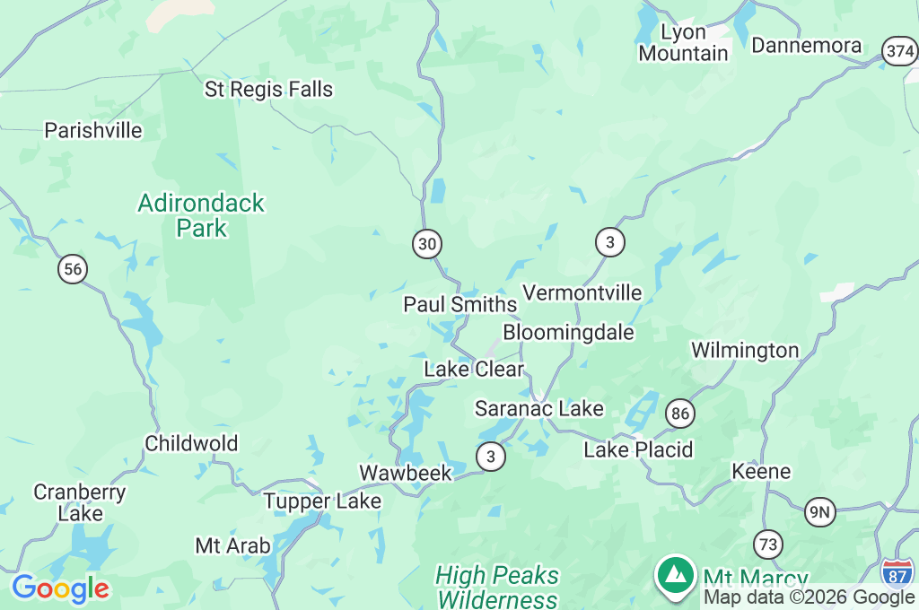 Paul Smith's College Area Map