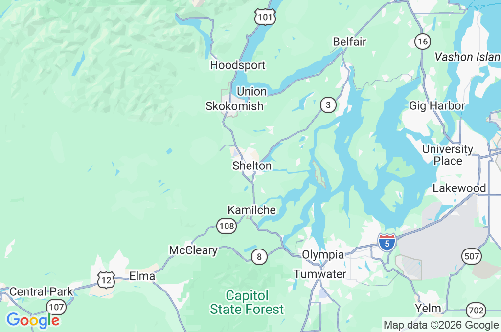 Downtown Shelton Area Map