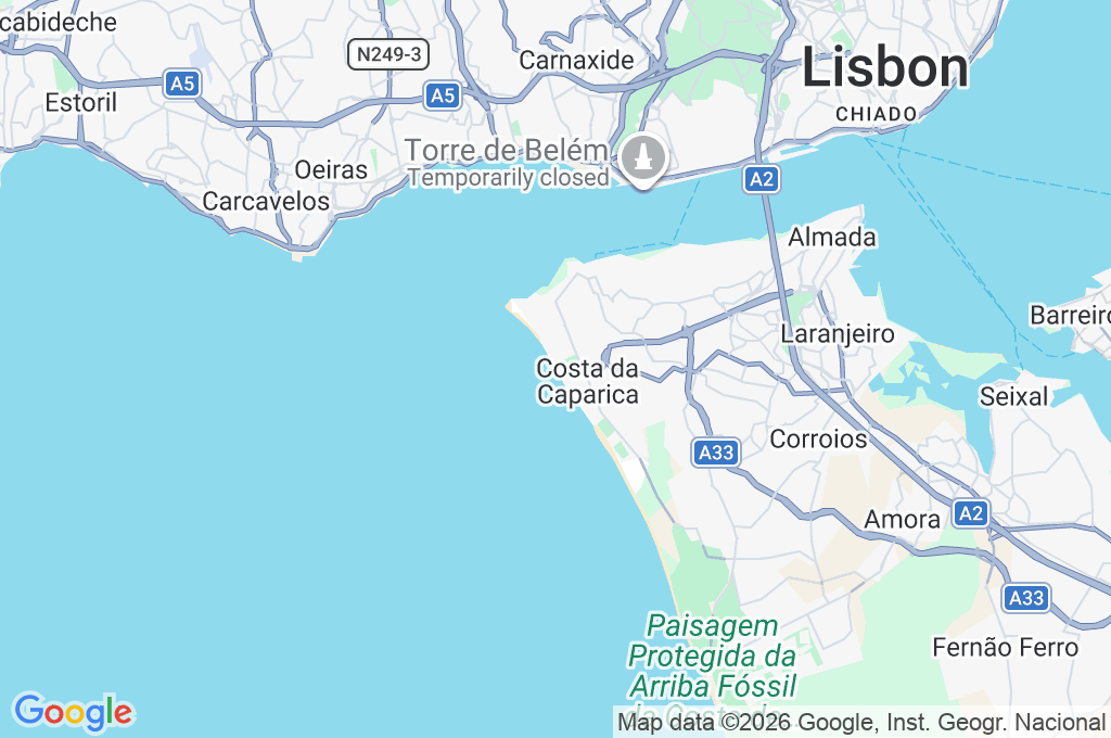 Praia de Santo António Area Map