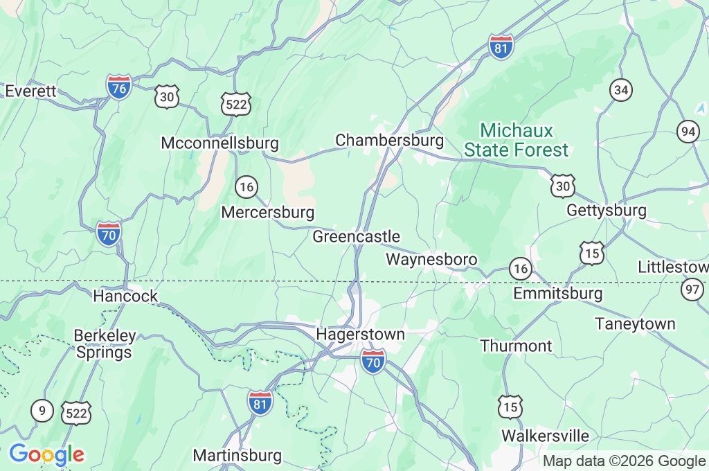 Greencastle Area Map Greencastle Area Map