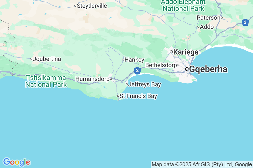 Jeffreys Bay Area Map