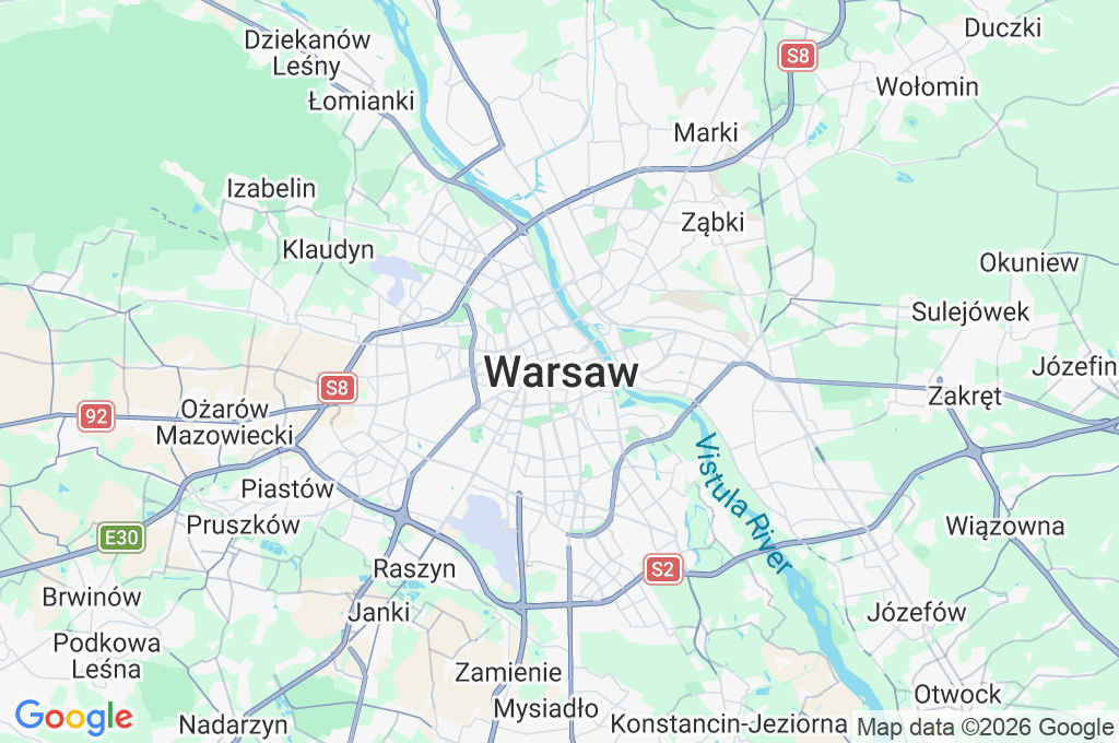 Warsaw Area Map