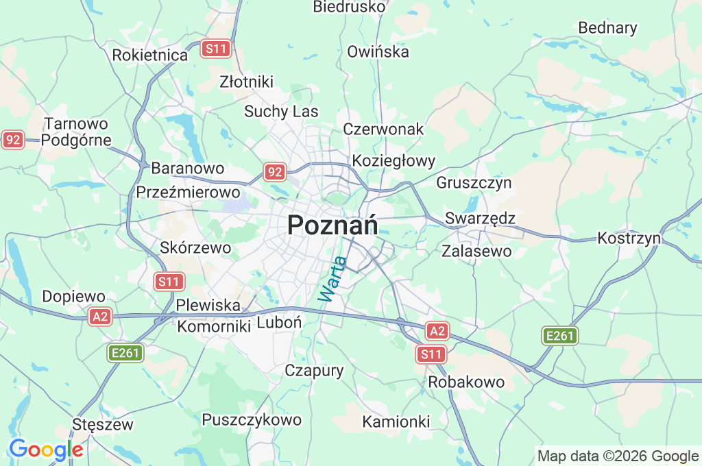 Poznań Area Map Poznań Area Map