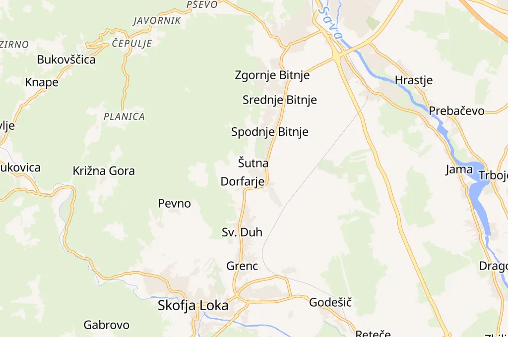 Šutna Area Map Šutna Area Map