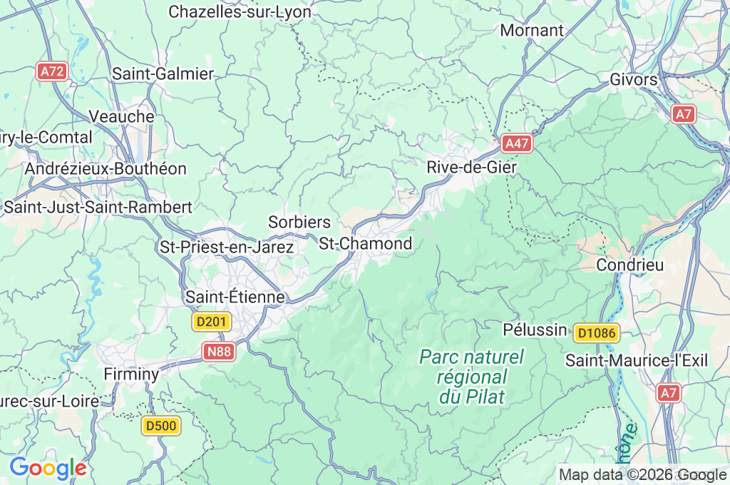 Saint-Chamond Area Map