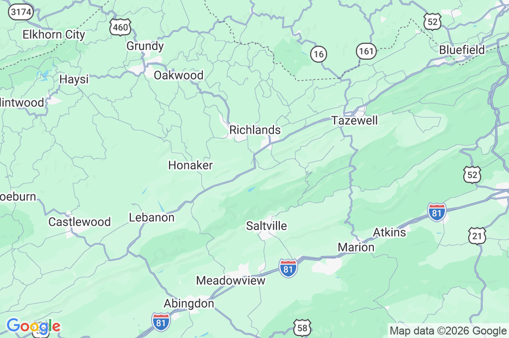 Southwest Virginia Community College Area Map