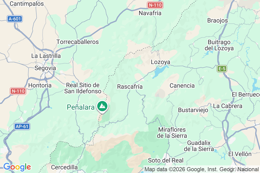 Sierra de Guadarrama National Park Area Map Sierra de Guadarrama National Park Area Map