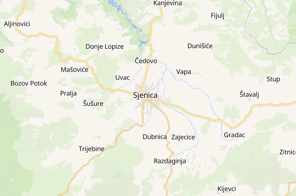 Sjenica Area Map