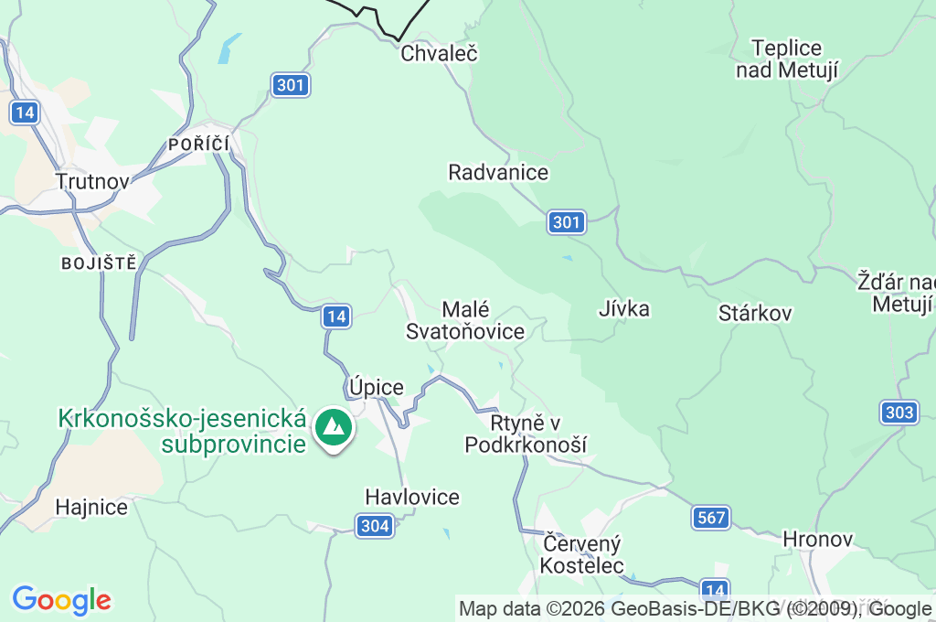 Malé Svatoňovice Area Map