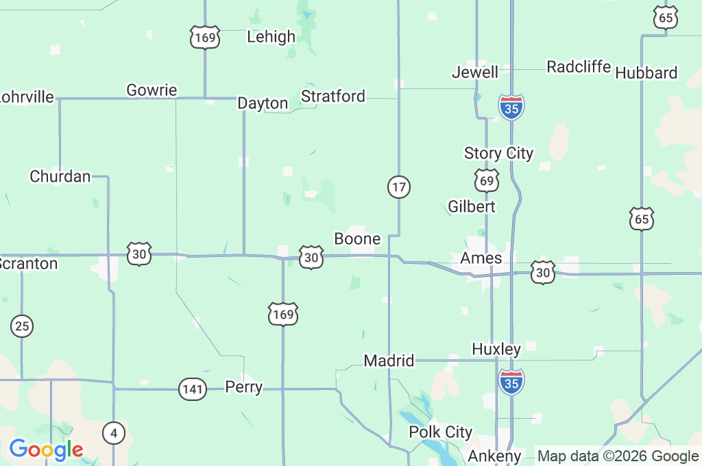 Boone & Scenic Valley Railroad Area Map