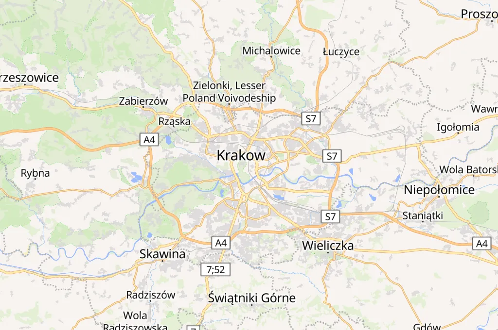 Kraków Area Map