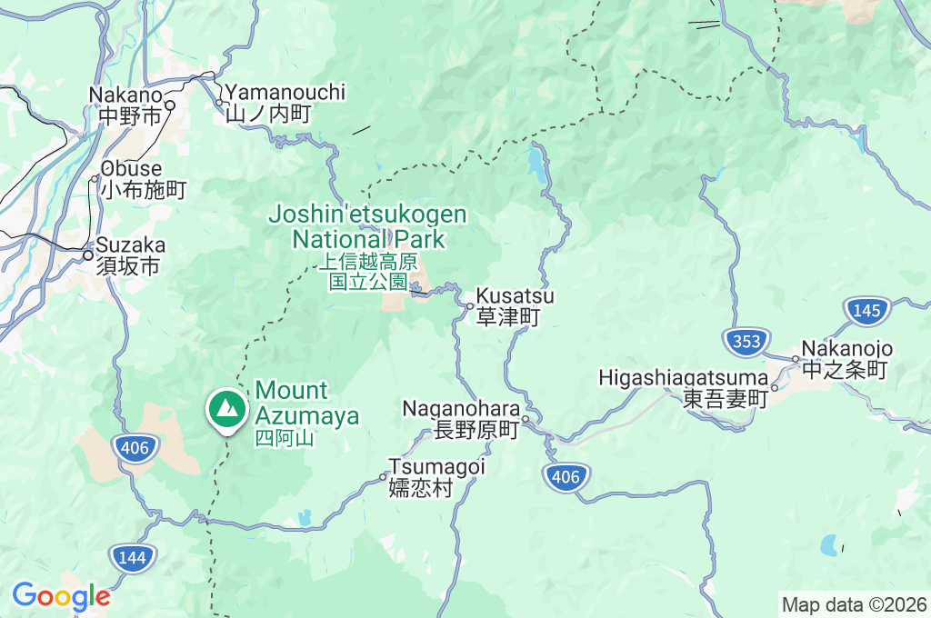 Kusatsu Onsen Area Map