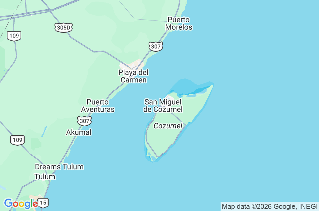Cozumel Area Map Cozumel Area Map