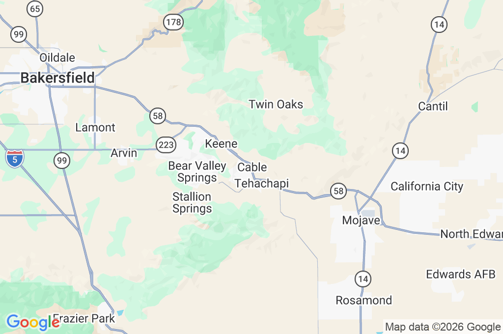 Tehachapi Area Map