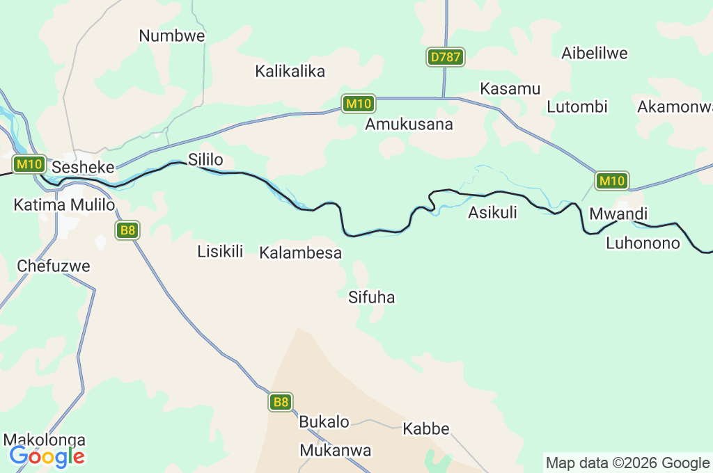 Zambezi River Area Map Zambezi River Area Map