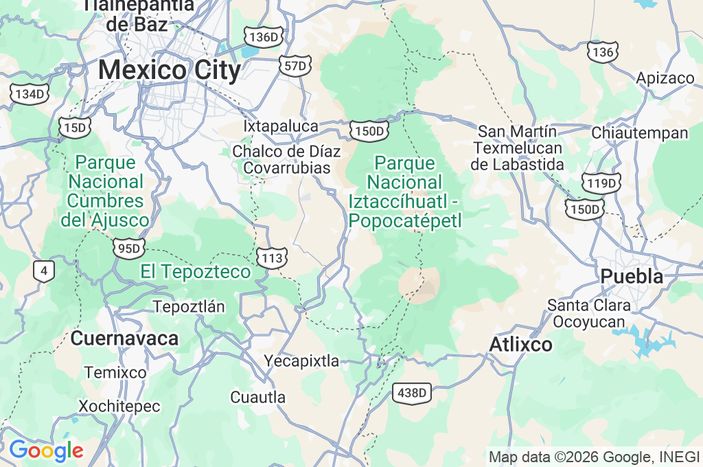 Amecameca Area Map