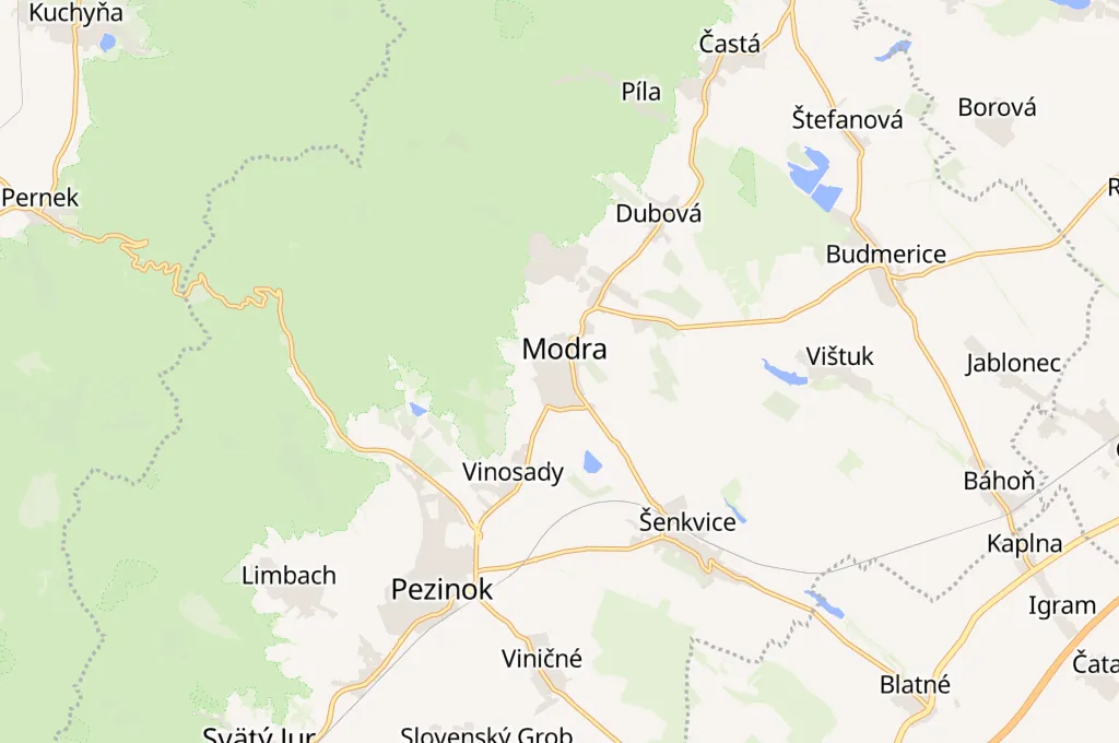 Modra Area Map Modra Area Map