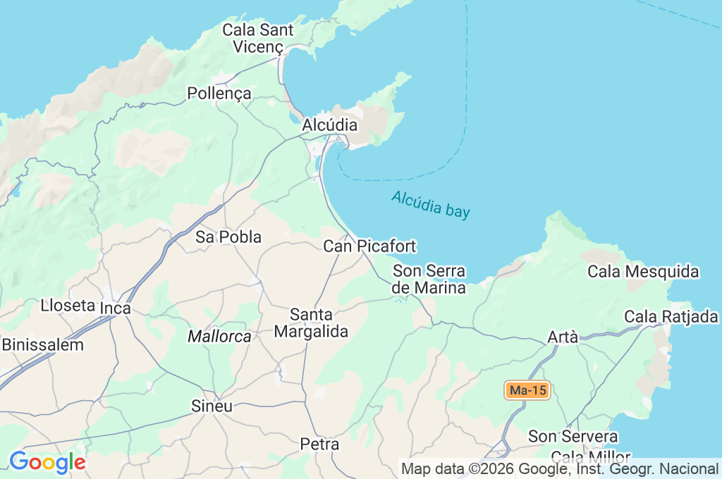 Platja de Santa Margalida Area Map Platja de Santa Margalida Area Map