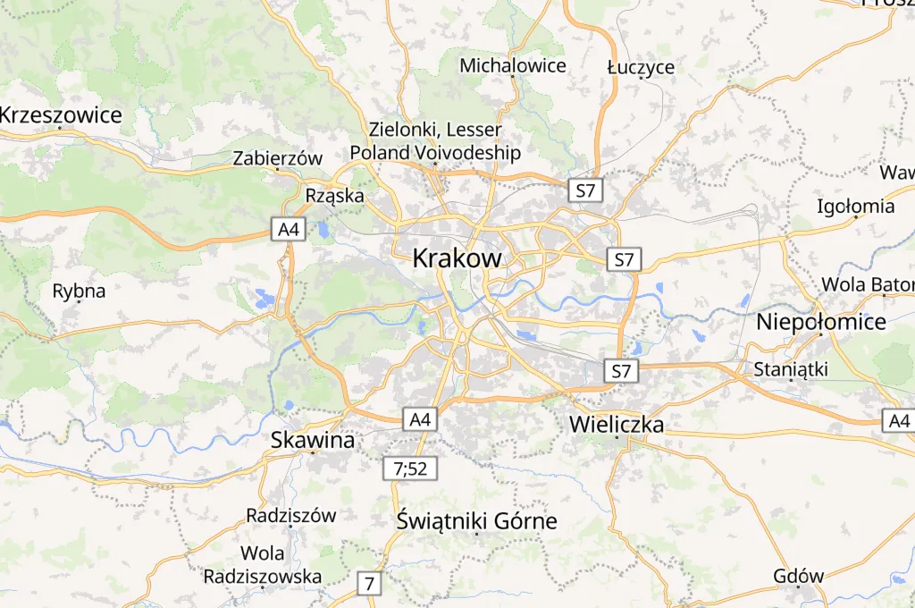 Kraków Area Map Kraków Area Map