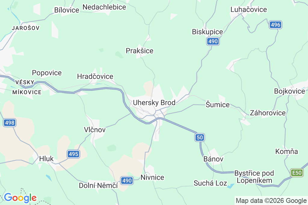 Uherský Brod Area Map Uherský Brod Area Map