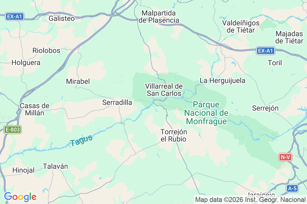Monfragüe National Park Area Map Monfragüe National Park Area Map
