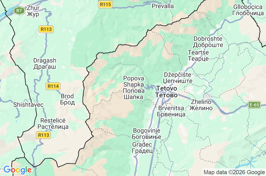 Popova Shapka Area Map