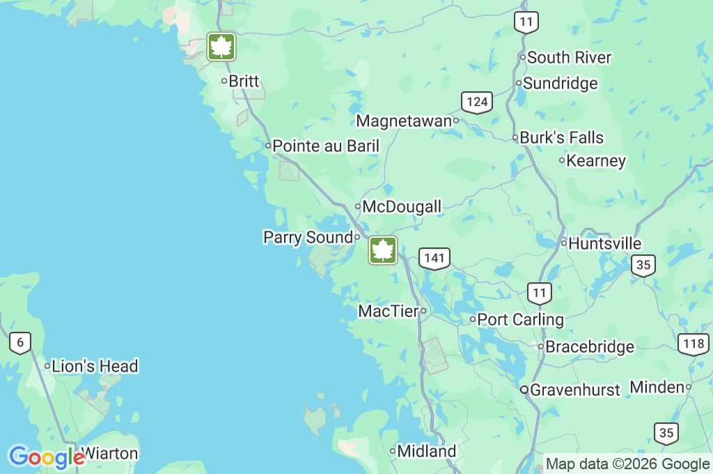 Parry Sound Area Map