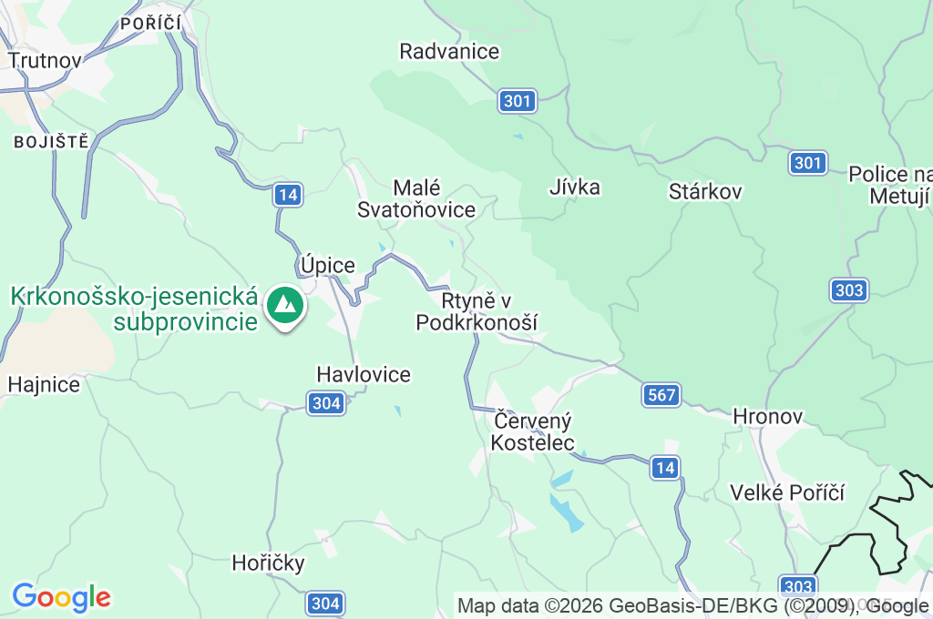 Rtyně v Podkrkonoší Area Map