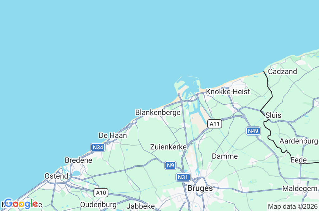 Blankenberge Seafront Area Map