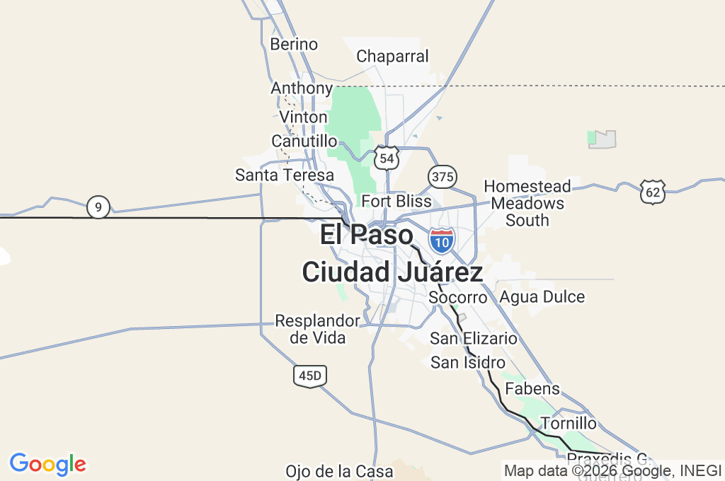 Paso del Norte International Bridge Area Map Paso del Norte International Bridge Area Map