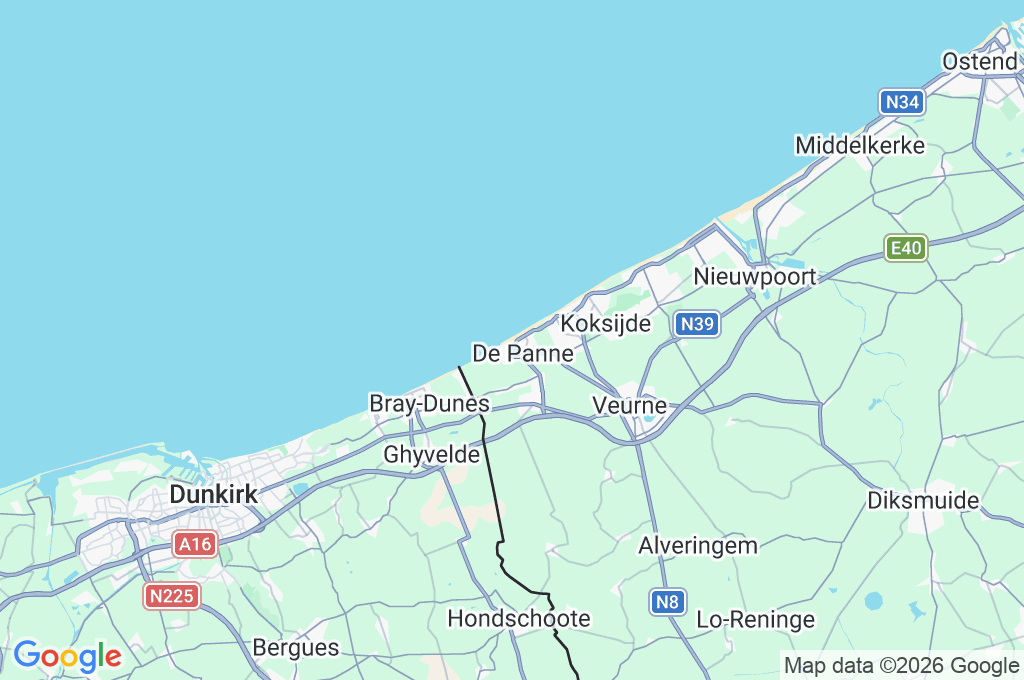 De Panne Beach Area Map