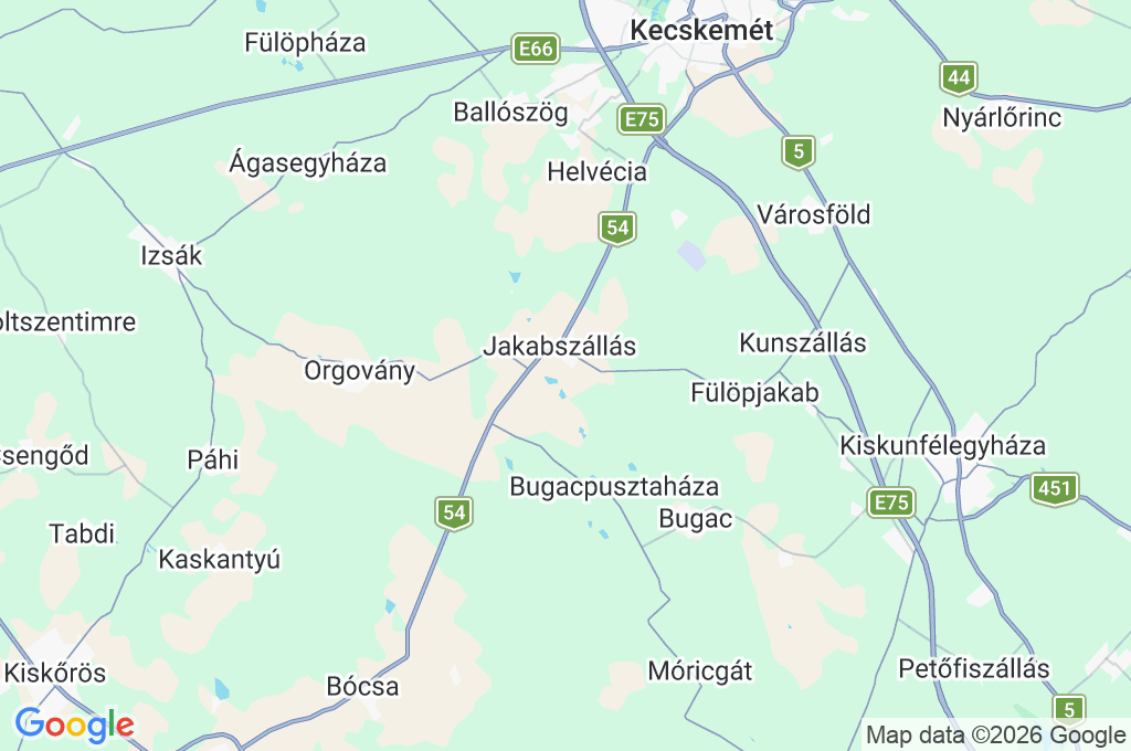 Jakabszállás Area Map Jakabszállás Area Map