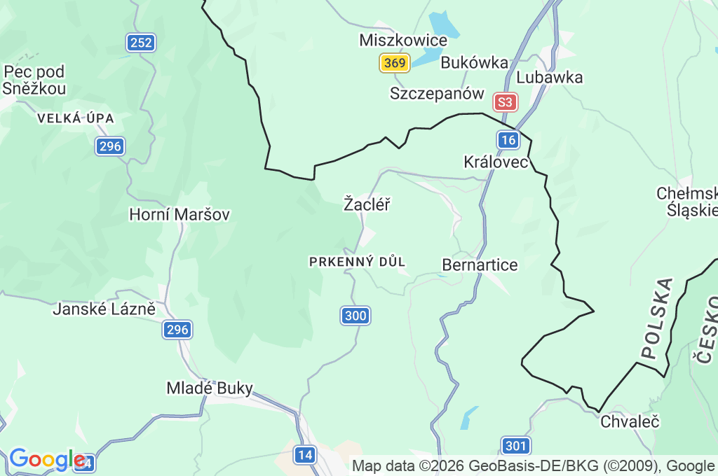 Žacléř Area Map