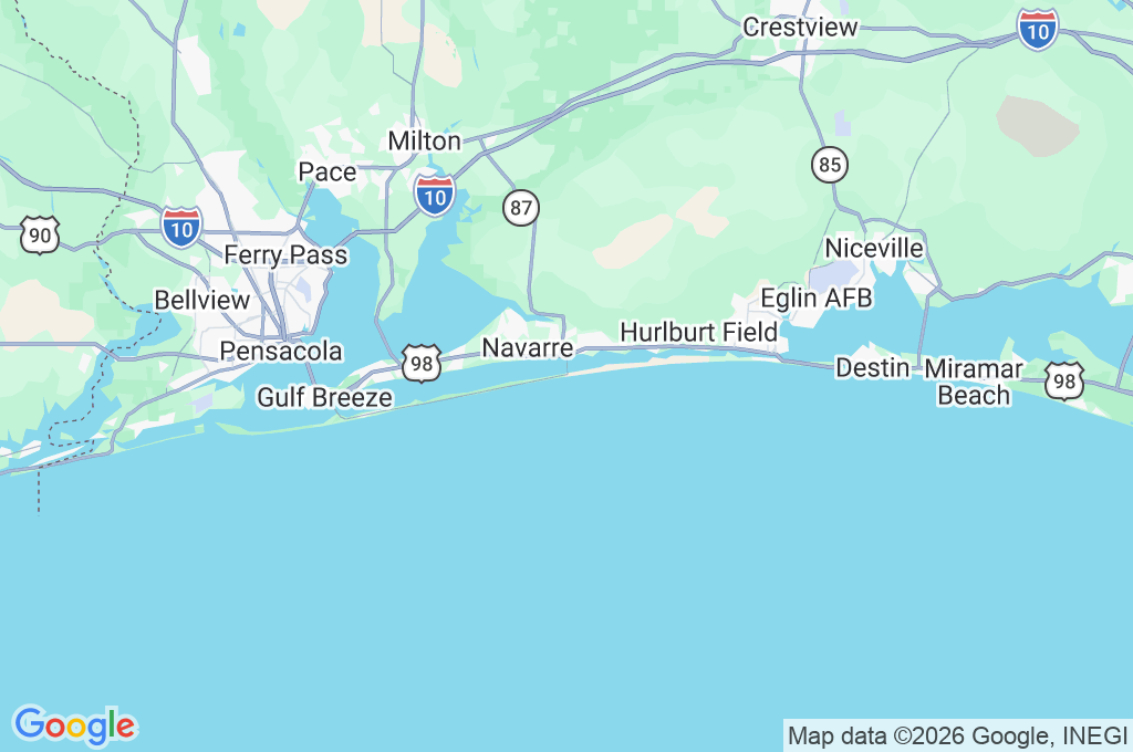 Navarre Beach Fishing Pier Area Map