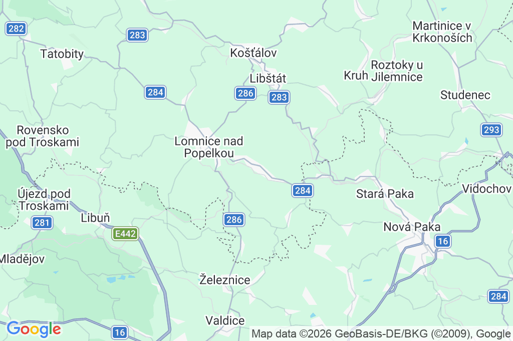 Nová Ves nad Popelkou Area Map Nová Ves nad Popelkou Area Map