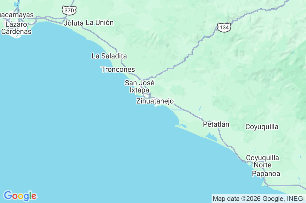 Zihuatanejo Bay Area Map