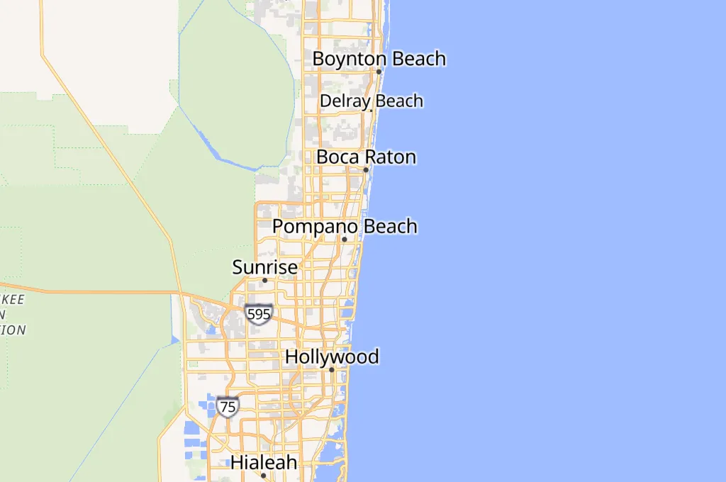 Pompano Beach Fishing Pier Area Map