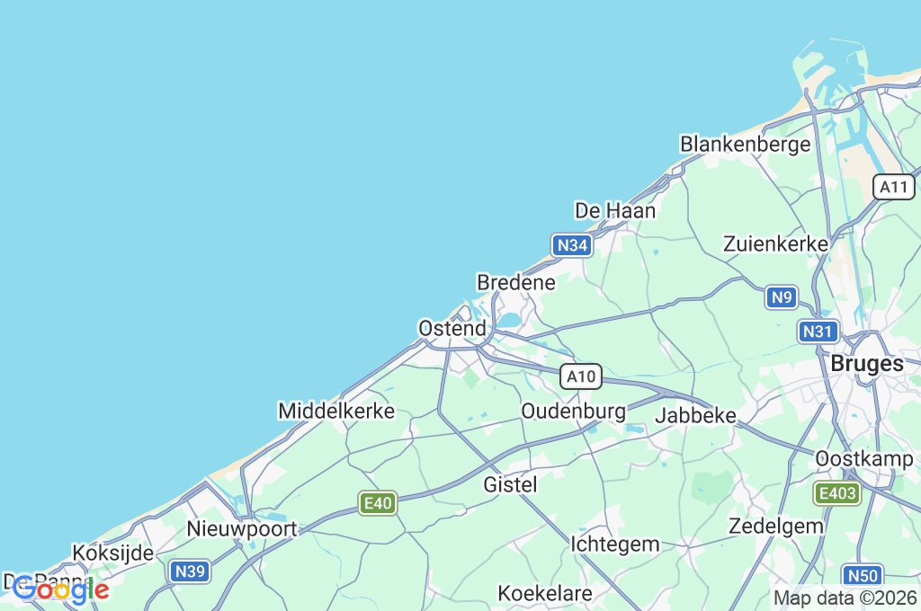 Oostende Beach Area Map