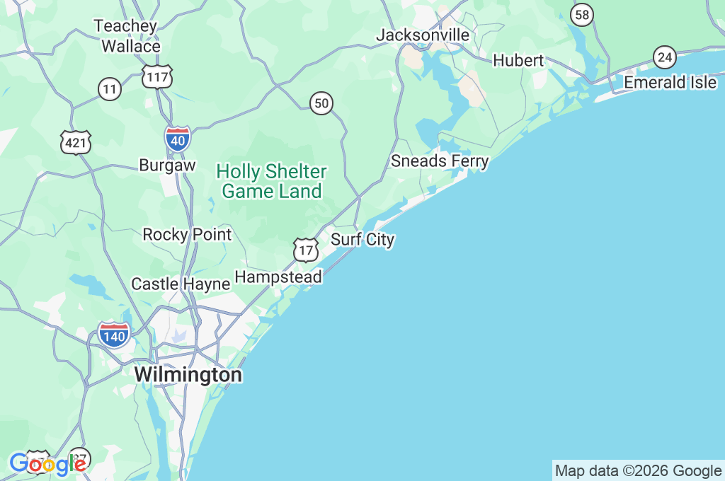 Surf City Ocean Pier Area Map Surf City Ocean Pier Area Map