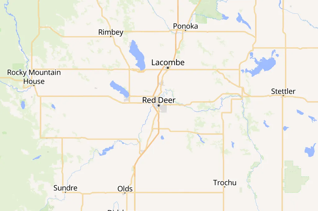 Red Deer Area Map