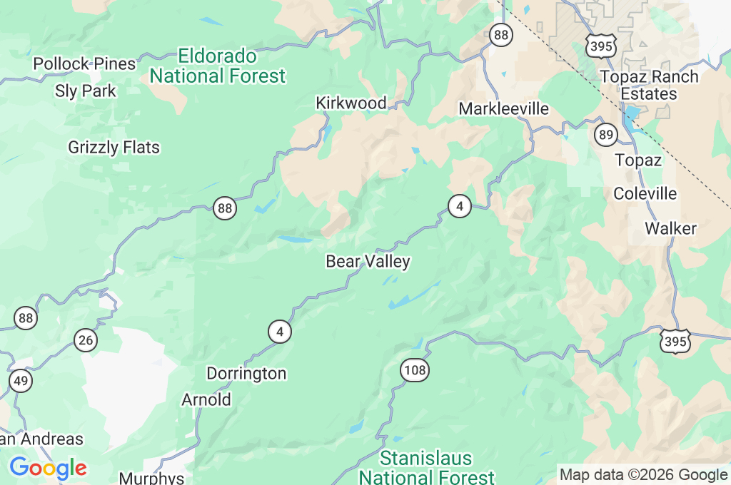 Bear Valley Mountain Resort Area Map
