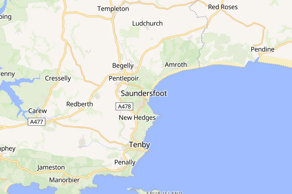 Saundersfoot Beach Area Map Saundersfoot Beach Area Map