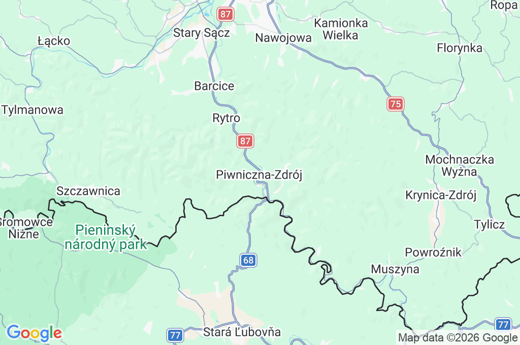 Piwniczna-Zdrój Area Map Piwniczna-Zdrój Area Map