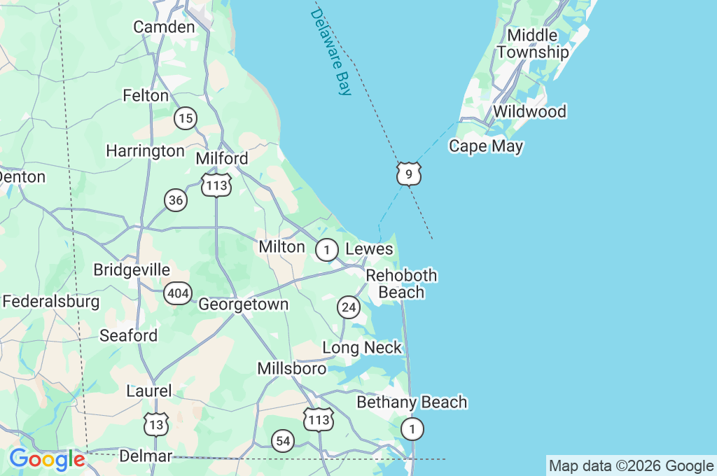 Lewes Yacht Club Area Map