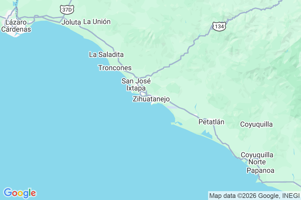 Zihuatanejo Bay Area Map